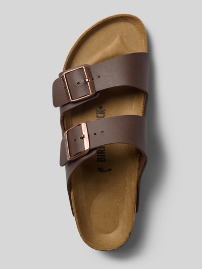 Produktfoto, instappers met logodetail Model 'Arizona' van Birkenstock, Leerlook, afgeronde pasvorm, hakhoogte maat 40: 3 cm