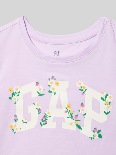 Produktfoto, Regular Fit T-Shirt mit Logo-Print von GAP für Kinder in Flieder, floraler Print, reiner Baumwolle, Rundhalsausschnitt