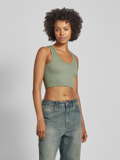 Only Crop Top mit Feinripp Modell 'GWEN' Schilf 4