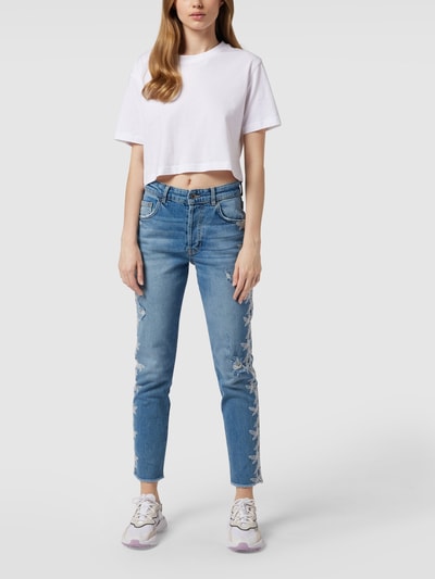 Liu Jo White Jeans mit floralen Stickereien Jeansblau 1