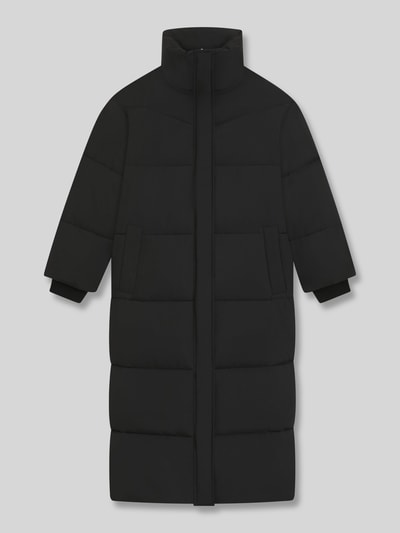 BOSS Orange Regular fit gewatteerde lange jas met opstaande kraag Zwart - 2