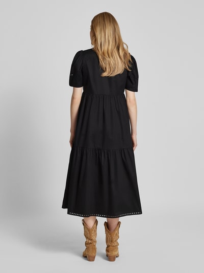 Scotch & Soda Midi-jurk met broderie anglaise Zwart - 5