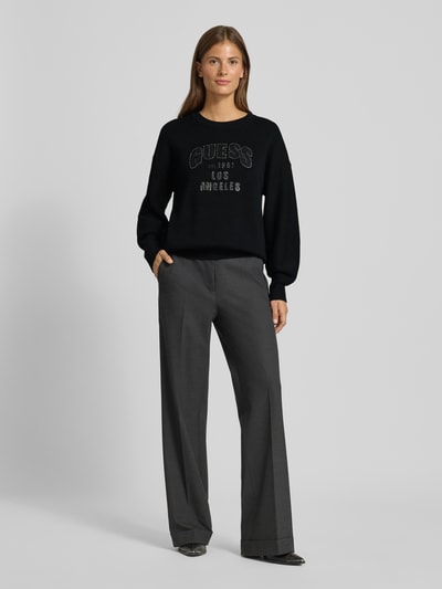 Guess Strickpullover mit Ziersteinbesatz Modell 'LEIGHTON' Black 1