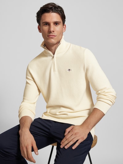 Gant Pullover mit Label-Stitching Offwhite 3