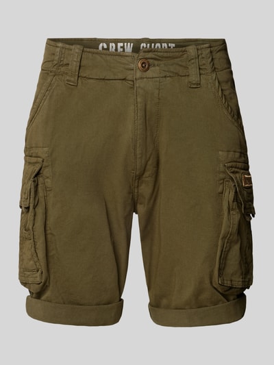 Alpha Industries Regular fit korte cargobroek met labelstitching, model 'CREW SHORT' Olijfgroen - 2