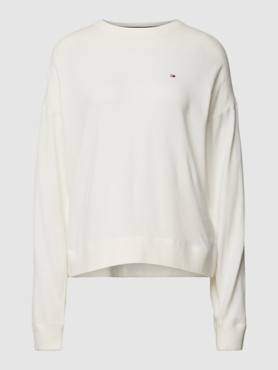 TOMMY HILFIGER Sweatshirt van viscosemix met contraststrepen Ecru - 2