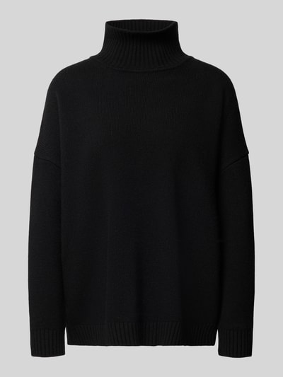 Produktfoto, schwarzer Loose Fit Pullover aus reiner Wolle Modell 'BORGIA' von Weekend Max Mara, strukturierte Strickoberfläche