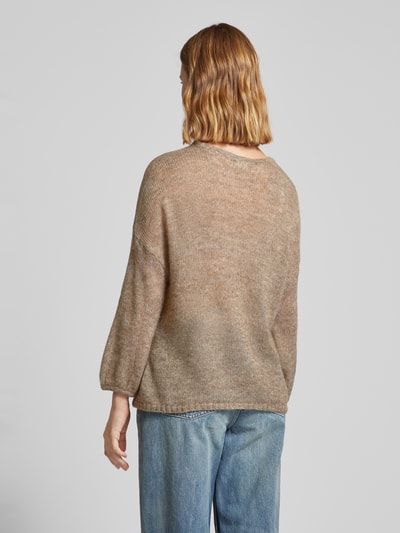 Fransa Gebreide pullover met V-hals, model 'sissel' Taupe - 5