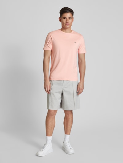 Gant Regular fit T-shirt in gemêleerde look Felroze - 1