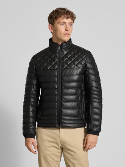 MCNEAL Pikowana kurtka z imitacji skóry ze stójką z podszewką Czarny 4