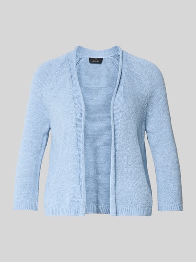 Produktfoto, Cardigan mit offener Front von monari in Hellblau mit Strick-Optik, Gerippte-Abschlüsse, Unifarbenes-Design, 3/4-Ärmellänge