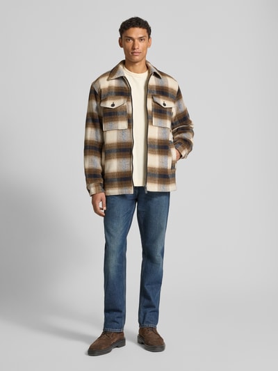 Tom Tailor Comfort fit overhemdjack met voering van teddybont Lichtbruin - 1