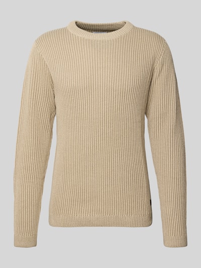Jack & Jones Strickpullover mit gerippten Abschlüssen Modell 'DOVER' Beige 2