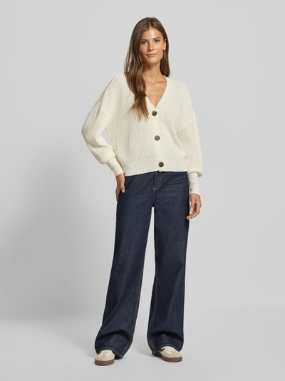 Vero Moda Regular fit gebreid jack met sierknopen, model 'LEA' Wit - 1
