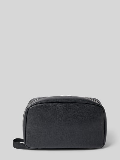 Produktfoto, Kosmetiktasche mit Label-Detail Modell 'Ray EVO' von BOSS in Schwarz, strukturierte Kunstleder-Oberfläche, Reißverschluss, Tragehenkel