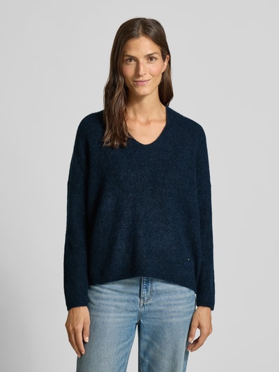 MOS MOSH Oversized gebreide pullover met ribboorden, model 'THORA' Donkerblauw - 4