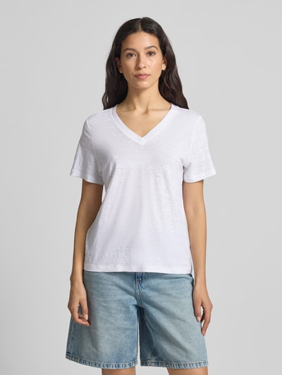 s.Oliver RED LABEL T-shirt o kroju regular fit z czystego lnu Biały 4