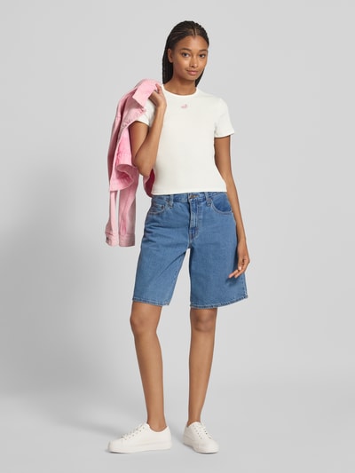 Only Regular fit T-shirt in riblook, model 'DANIELLA' Wit - 1