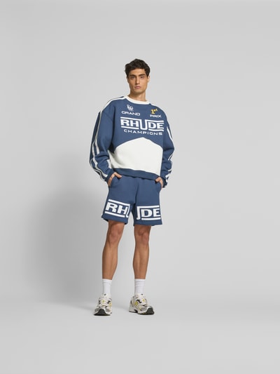 RHUDE Sweatshorts mit Label-Print Marine 1