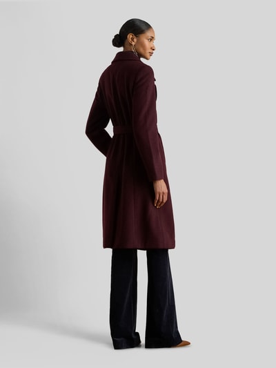 Lauren Ralph Lauren Lange jas van wol met strikceintuur Bordeaux - 5