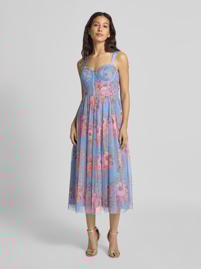 LACE & BEADS Knielanges Cocktailkleid mit Reißverschluss Bleu 4