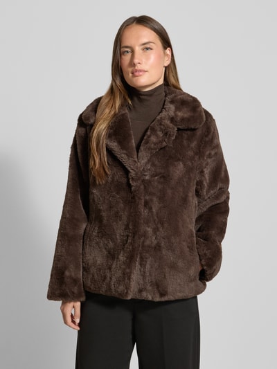 Jake*s Collection Jacke aus Kunstfell mit Reverskragen Dunkelbraun 4