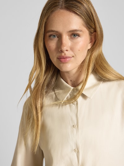 comma Bluse aus Lyocell-Mix mit Hemdblusenkragen Sand 3
