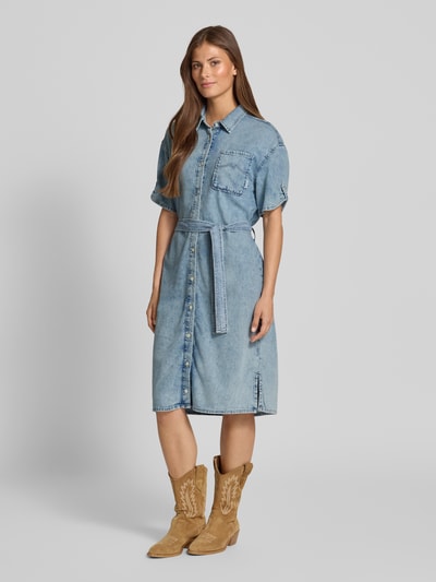 Mustang Knielanges Kleid mit Knopfleiste Modell 'Camilla' Hellblau 1