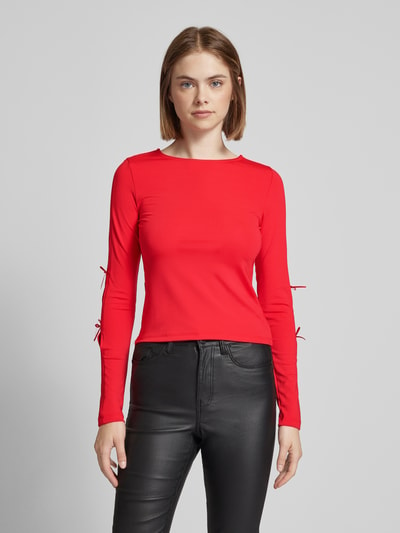 Pieces Regular Fit Langarmshirt mit Schleifen Modell 'SELINA' Rot 4