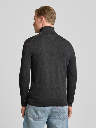 Tommy Hilfiger Regular Fit Rollkragenpullover aus Baumwoll-Kaschmir-Mix Anthrazit Melange 5