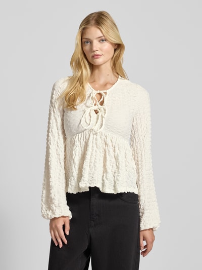 Gina Tricot Shirt met lange mouwen en V-hals Ecru - 4