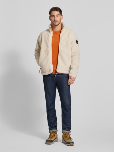 Napapijri Regular Fit Fleecejacke mit Stehkragen Modell 'T-FIEMME' Offwhite 1