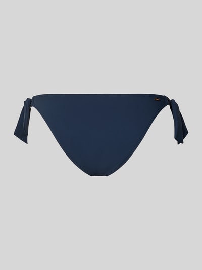 Produktfoto, Bikini-Slip mit Label-Detail Modell 'SOLID CHEEKY BUM' von Barts, dunkelblau, Material-Mix mit Stretch-Anteil, seitliche Schnürung, körpernahe Passform