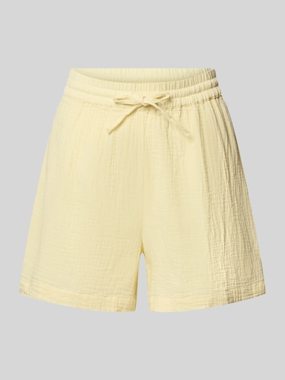 Produktfoto, Comfort Fit Shorts aus reiner Baumwolle Modell 'SASTINA' von Pieces, efekt: jednolity kolor, muślin, jasny żółty, wpuszczane kieszenie