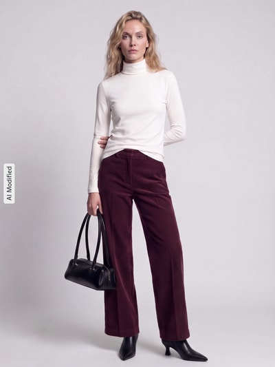 CAMBIO Relaxed Fit Cordhose seitliche Eingrifftaschen 'ALEXIS' Pflaume 1