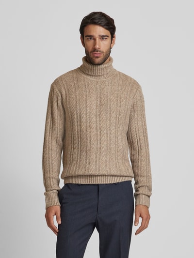 Jack & Jones Premium Sweter z dzianiny z golfem model ‘BLATRENT’ Beżowy 4