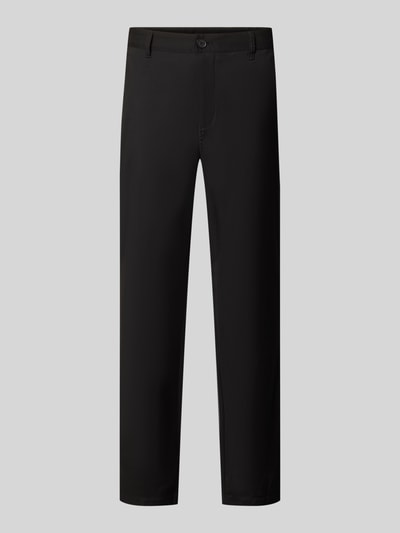 Produktfoto, Straight Fit Hose mit Viskose-Anteil von Armani Exchange, elastyczna mieszanka materiałów, wpuszczane kieszenie, zapięcie na guzik i zamek błyskawiczny, szerokość w rozmiarze 32/32: 44 cm, długość wewnętrzna nogawki: 84 cm, kolor czarny