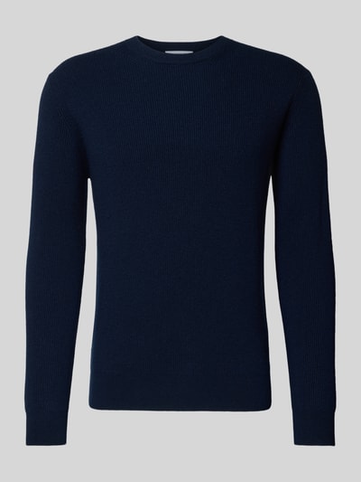 Manuel Ritz Gebreide pullover met ribboorden Marineblauw - 2