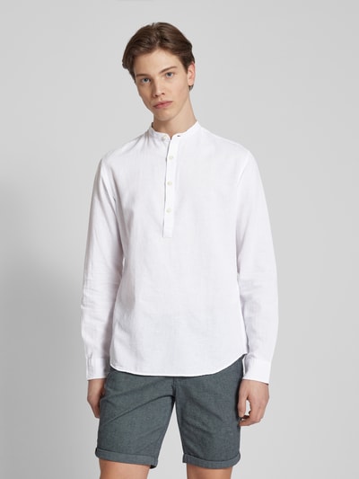 Jack & Jones Regular Fit Leinenhemd mit Stehkragen Weiss 4