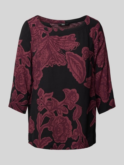 Zero Regular fit blouse van viscose met 3/4-mouwen Bordeaux - 2