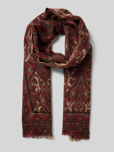 Hartford Sjaal met franjes, model 'Paisley' Bordeaux - 1