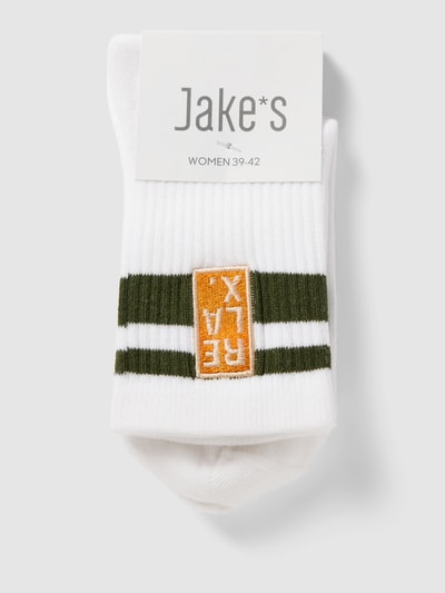 Jake*s Casual Sokken met motiefstitching in een set van 2 paar Wit - 3