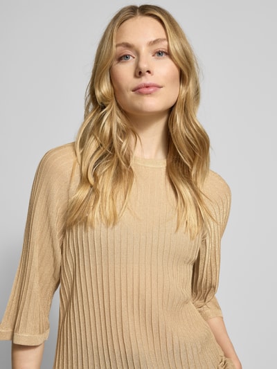 Soyaconcept Sweter z dzianiny z prążkowanymi wykończeniami model ‘VIOLETTA’ Piaskowy 3