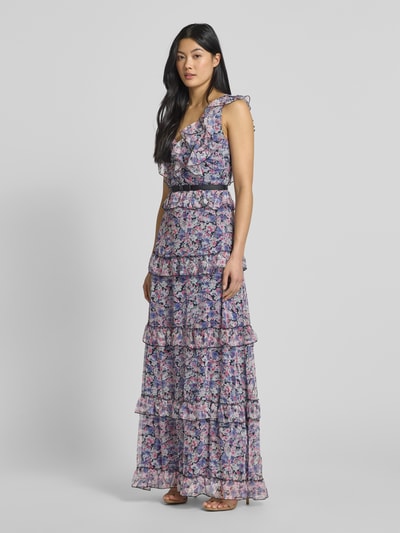 Lipsy Abendkleid mit Volants Bleu 1