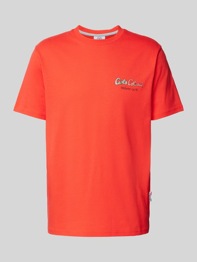 CARLO COLUCCI T-shirt met labelprint Rood - 2