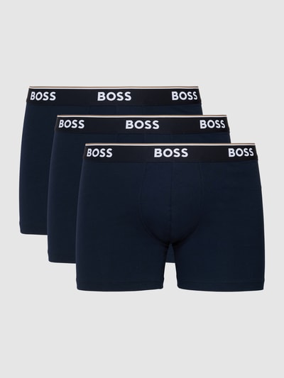 BOSS Boxershort met logo in band in een set van 3 stuks, model 'Power' Donkerblauw - 2