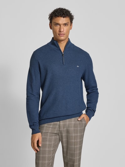 Fynch-Hatton Strickpullover mit Troyer-Kragen Jeansblau 4