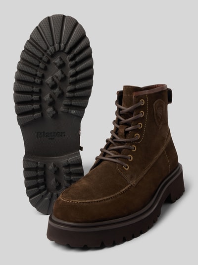 Blauer USA Kozaki sznurowane ze skóry naturalnej model ‘Buxton’ Ciemnobrązowy 4