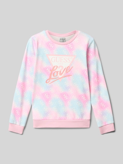 Guess Bluza z czystej bawełny z nadrukiem z logo model ‘Active’ Różowy 1