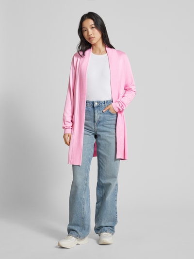 Fransa Longcardigan mit gerippten Abschlüssen Modell 'Clia' Pink 1